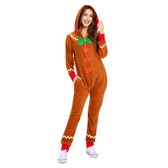 Tipsy Elves Pants - Tipsy Elves Women’s Gingerbread Man Jumpsuit